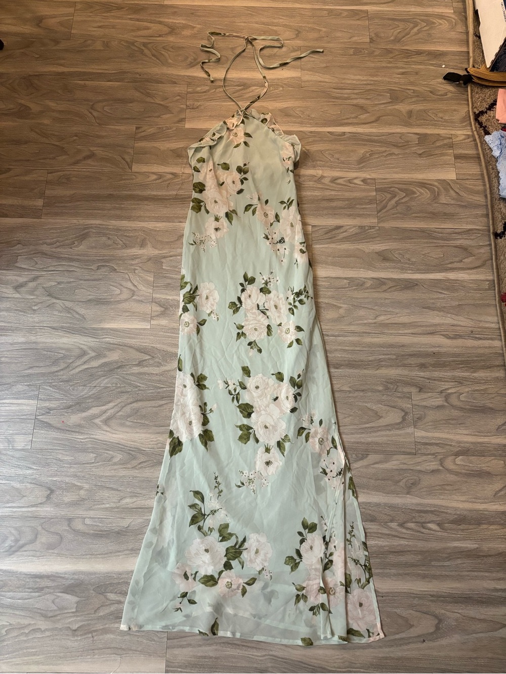 wild fable Mint Green Floral Halter Maxi Dress